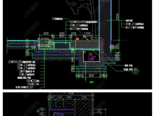 精品園林景觀跌水景觀墻水景墻水池景觀全套cad施工圖 建筑 結構